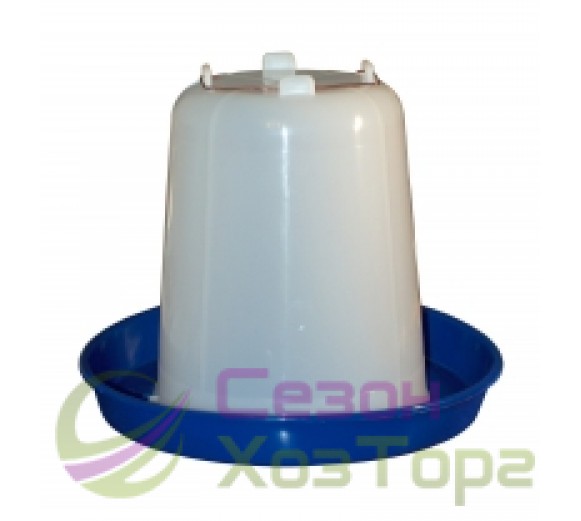 Поилка бункерная для птиц бело-синяя (6 литров)